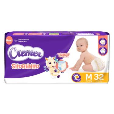 Imagem de Fralda Cremer Shortinho Cobertura Fresca Proteção Total Tamanho M 32 Unidades
