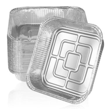 Imagem de 50 peças de forros de fritadeira a ar descartáveis, forros de alumínio de 20,3 x 20,3 cm, forros quadrados para fritadeira de ar antiaderente, cesta de forno, panelas de alumínio de grau alimentício