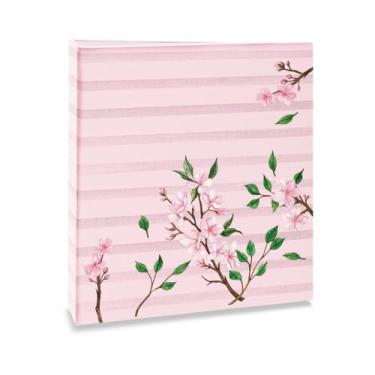 Imagem de Álbum de fotos Ical, encadernação tradicional, para 120 fotos 10x15cm - envelope plástico transparente - linha Floral - modelo rosa - flor de cerejeira - 329