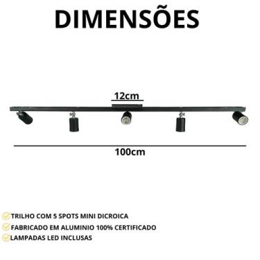 Imagem de Trilho Articulado Direcionável 5 Spots Aluminio Com Leds - Ideallume, 