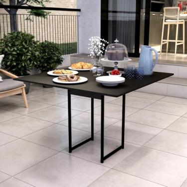 Imagem de Mesa de Jantar Industrial Moderna, 90 x 90 cm, 4 Lugares, Pés em Aço Carbono, Preta (Preto)