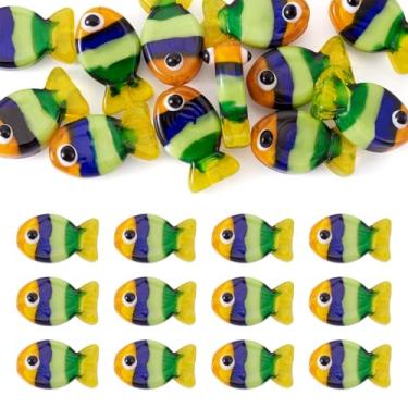 Imagem de Spritewelry Lampwork Contas de peixe de vidro desenho 3D oceano verde contas de peixe dourado para fazer joias para pulseiras faça você mesmo, colares, artesanato, 12 peças