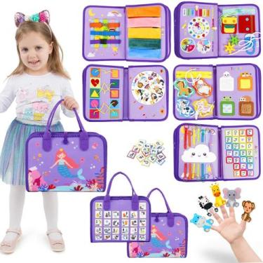 Imagem de Brinquedos Montessori para crianças Busy Board Esjay com 10 atividades