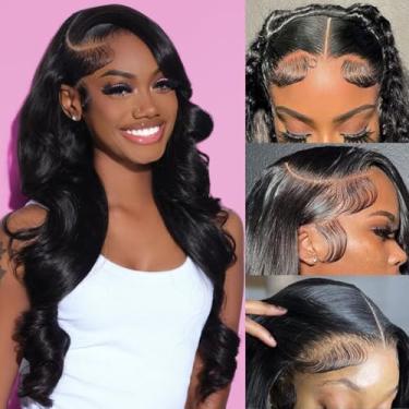 Imagem de Peruca de cabelo humano ondulado densidade 200 hd perucas de cabelo humano pré-arrancado nós descoloridos perucas para mulheres 13x15 perucas de cabelo humano 12A peruca preta natural macia 61 cm