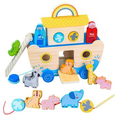 Imagem de Toy Noah's Ark Teekdeer Wooden Montessori para 1-4 anos