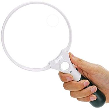 Imagem de Magnifyiglasses, lupa iluminada com lupa, ampliação de 2 x 4 x 25 x lupa portátil com luz LED, lupa de lente de vidro de 135 mm para livros, jornais, mapas, moedas, joias, passatempos, artesanato