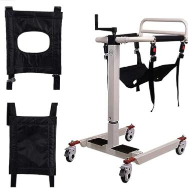 Imagem de Cadeira De Rodas Manual Para Elevação De Pacientes Para Casa Elevador De Transferência De Aço Portátil Cadeira De Rodas De Banheiro De Enfermagem Com Almofada Macia Auxíli, Black