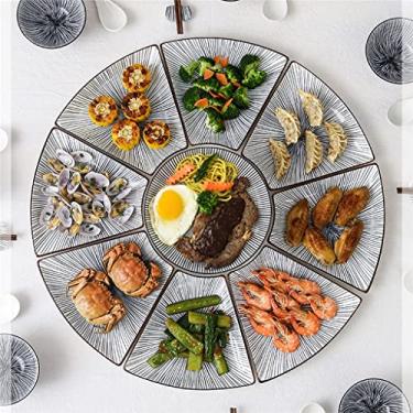 Imagem de Conjunto de pratos de jantar de cerâmica com 9 peças, prato de fundo plano, porcelana esmaltada, cor (D 9 peças)