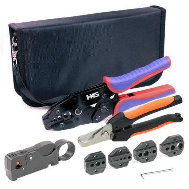 Imagem de Kit de ferramentas de crimpagem HKS Coax Ratchet para cabo RG coaxial 