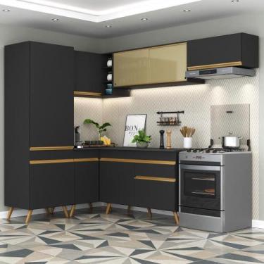 Imagem de Cozinha Completa De Canto Mp2051 Com Armário E Balcão Preta - MULTIMOV