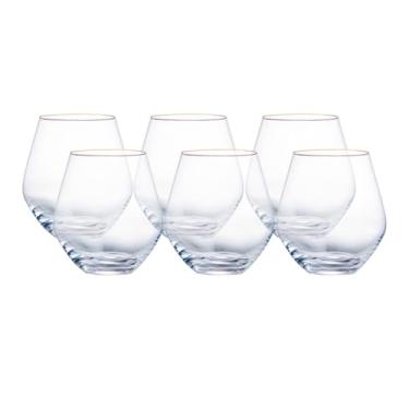 Imagem de Jogo de 6 Copos para Whisky - Cristal Ecológico - Gold Rim - 500ml - Full Fit