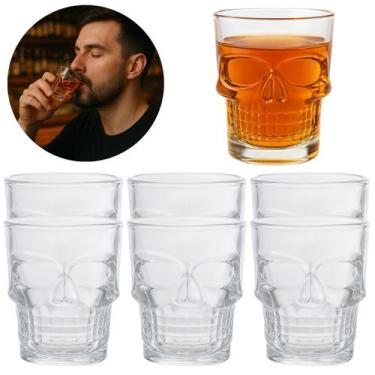 Imagem de Jogo 6 Copos De Shot Caveira P/ Dose Vodka Tequila 50ml - Freecom