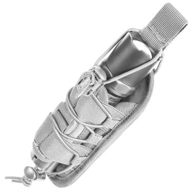 Imagem de LarKoo Bolsa de lanterna tática Holste - Suporte de lanterna giratória superior e inferior com clipe de cinto de metal para cinto de segurança militar policial (cinza)