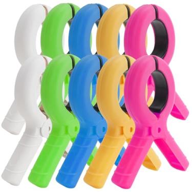 Imagem de Pacote com 10 clipes de toalha de praia grandes para cadeiras de praia, suporte de toalha de plástico, alfinetes, grampos de pendurar, cruzeiro, verão, atividades aquáticas, férias, acessórios ao ar