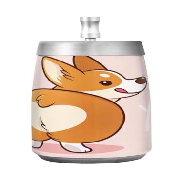 Imagem de Qilmy Cinzeiro de aço inoxidável com tampa I Love You Dog - Cinzeiro de cigarro à prova de vento sem cheiro sem fumaça para casa, escritório, carro, pátio, varanda (uso interno e externo)