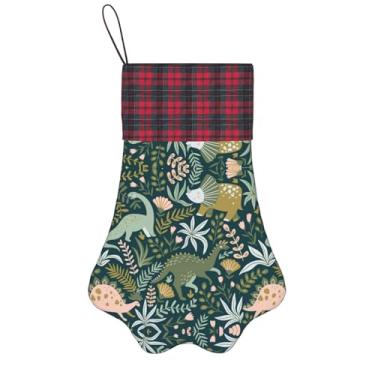 Imagem de SKKNT Linda estampa de dinossauro meias de Natal animais de estimação decoração de natal cães gatos árvore decoração doce presente conveniente