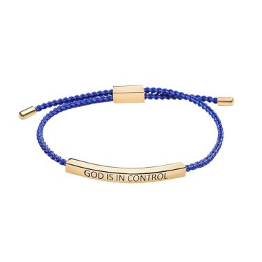 Imagem de COLORFUL BLING Pulseira de tubo God Is In Control ajustável trançada de aço inoxidável com gravação inspiradora, presentes cristãos significativos para homens e mulheres, 1, Resina, Sem Pedra Preciosa