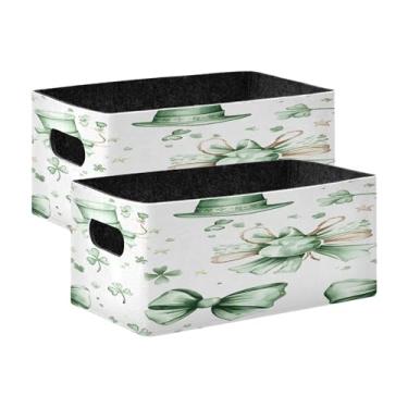 Imagem de xigua Conjunto de 2 caixas de armazenamento em aquarela St Cubo de armazenamento dobrável, organizador de cestas de armazenamento para livros, prateleiras, armário, lavanderia, berçário