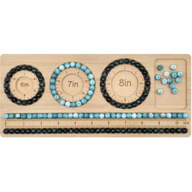 Imagem de OCTAZI Quadro de contas de bambu para fabricação de joias – Organizador de design de pulseira e colar de bambu natural com tamanhos ranhurados (compartimento direito da pulseira)