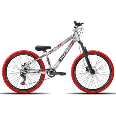 Imagem de Bicicleta aro 26 KOG Freeride Kit Single Pneus Flame, Prata com vermel