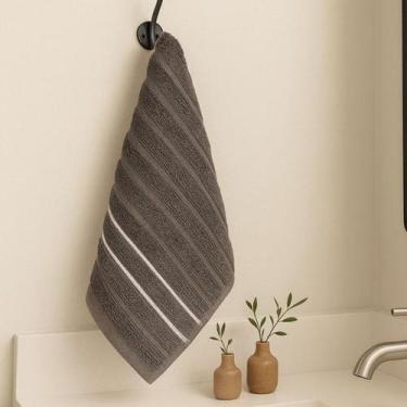 Imagem de Toalha de Rosto Corttex Wave Chumbo 50x70cm Algodão Macia e Absorvente