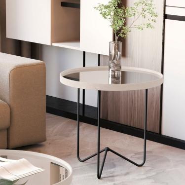 Imagem de Mesa Lateral Redonda Espelhada Alamanda JB Moveis