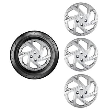 Imagem de Kit jg 4 carlotas aro 15 prata hb20 hb20s 2024 - GRID CALOTAS