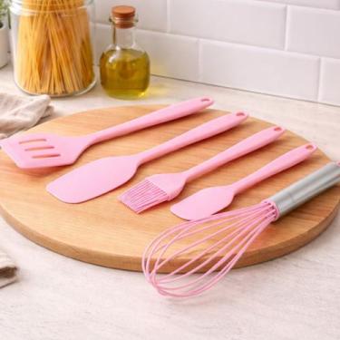 Imagem de Kit Confeitaria 5 Peças Espátulas Fouet Cozinha - Lovely Vibe, ROSA
