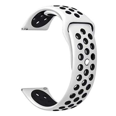 Imagem de Pulseira 20mm Sport LTimports compativel com Galaxy Watch Active 2 44mm - Galaxy Watch Active 1 40mm - Galaxy Watch 3 41mm - Galaxy Watch 42mm - GTS 2/3/4 - BIP 2/3 (Branco com Preto)