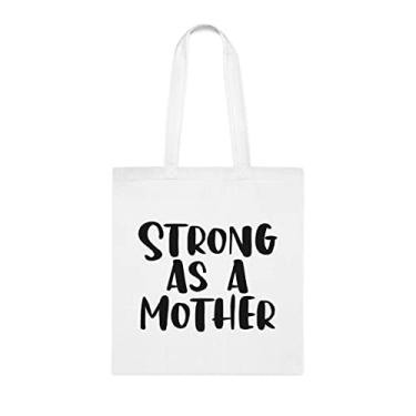 Imagem de Bolsa tote Strong As A Mother (Strong as a mae) presente para mãe, bolsa de ombro para mãe, bolsas reutilizáveis para mãe, presente para mãe da filha favorita, filho e filhos, Branco