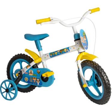 Imagem de Bicicleta Infantil Aro 12 Com Rodinhas Menina Menino Azul E Branco Clu