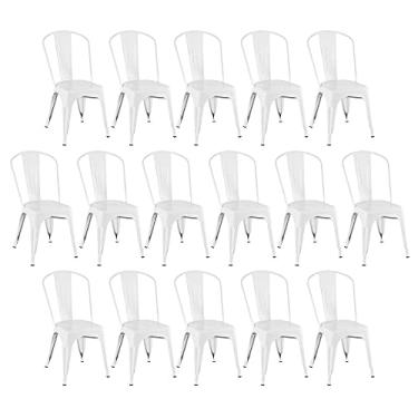 Imagem de Loft7, Kit 16x Cadeiras Iron Tolix Design Industrial em Aço Carbono, Sala de Jantar, Cozinha, Bar, Restaurante e Varanda Gourmet - Branco