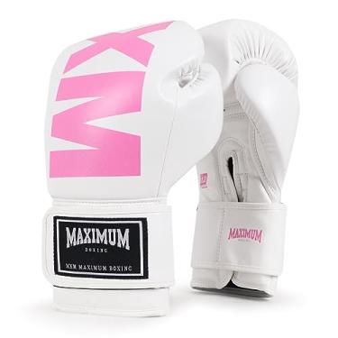 Imagem de Par Luva Mxm Maximum Boxe Tailandes Muay Thai Kickboxing (10 Oz, Branco/Rosa)