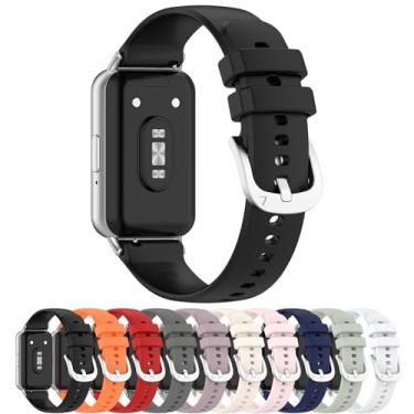 Imagem de AWADUO Pulseira de silicone de substituição compatível com Samsung Galaxy Fit 3 (SM-R390), acessórios para relógio inteligente para homens e mulheres (preto)