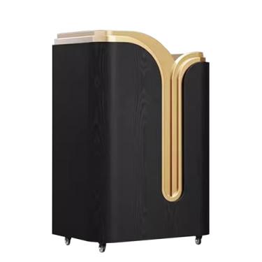 Imagem de Reception Desk With Counter Mesa de recepção branca com contador com rodas, balcão varejo para loja de roupas, salão de beleza(Color:Black,Size:Small)