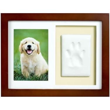 Imagem de tiny ideas Kit de impressão de lembrança, sem bagunça, molde de impressão de pata de argila para cães e gatos, presente personalizado ideal ou moldura memorial para pais de animais de estimação