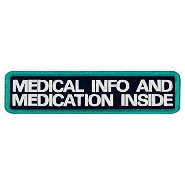 Imagem de TailWag Planet Informações médicas e medicamentos internos para cães de serviço remendo colete bordado/arreios crachá prendedor emblema gancho e laço, azul