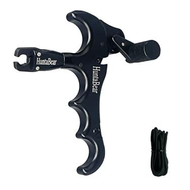 Imagem de ZeoPeya Liberação de arco para arco composto, 4 dedos com rotação de 360° Caliper Thumb Release Acessórios de tiro com arco (preto)
