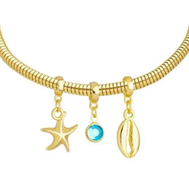 Imagem de Pulseira Praia Berloque Banhado a Ouro 18k - Work Semijoias