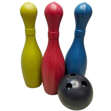 Imagem de Jogo de Boliche Bolichão Infantil com 3 Pinos 30 cm e 1 Bola Brinquedo