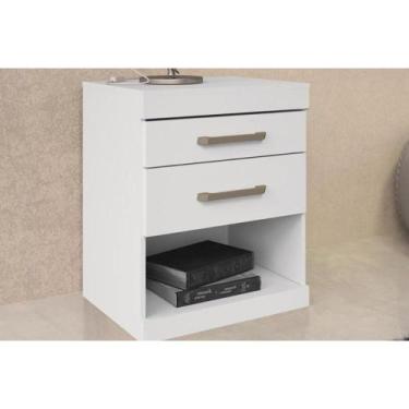 Imagem de Mesa Cabeceira Casal Havana c/2 Gavetas Branco - Santos Andirá