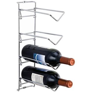 Imagem de Adega de Parede 4 Garrafas Suporte de Vinho Pequena Porta Garrafa Aram