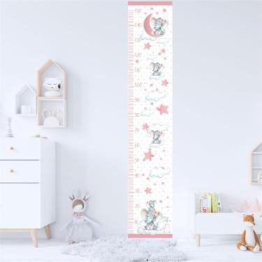Imagem de Régua de Crescimento Adesivo Elefantinha  Infantil Menina - Cg Mimo Ki