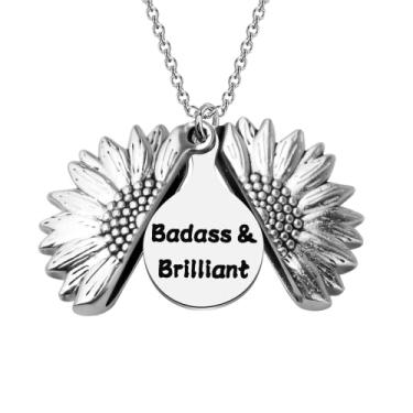 Imagem de Colar de medalhão de girassol, presente divertido, badass e brilhante LQRI