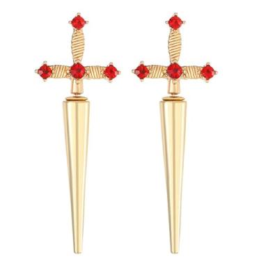 Imagem de WCRAZYE Brincos góticos, brincos de espada para mulheres, punk, strass, punhal, gótico, legal, espada, parafuso, joia de Halloween, Zinco, desconhecido