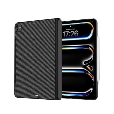 Imagem de KU XIU Capa Magnética Fina para iPad Pro 11 Polegadas (M4) 2024, Compatível com Teclado Magic e Suporte para Carregamento Sem Fio Pencil Pro e Pencil, Textura de Fibra de Carbono