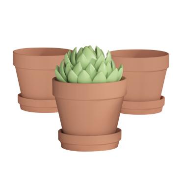 Imagem de Fcacti Vaso de Barro de 8 Polegadas para Planta com Pires - Vaso de Terracota Grande de 3 Pacotes com Furo de Drenagem, Vaso de Barro, Vaso de Terracota para Plantas Internas e Externas