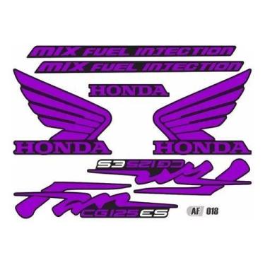 Imagem de Adesivo Kit Faixa Lateral Moto Honda Cg Fan 125 Es Roxo - Resitank