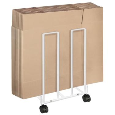 Imagem de SZSJA Carrinho de papelão com rodas giratórias, suporte de armazenamento portátil para caixa de papelão, branco