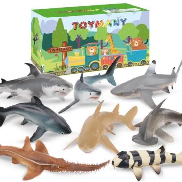 Imagem de Conjunto de 8 Estatuetas de Tubarão Toymany - Brinquedo para Crianças 